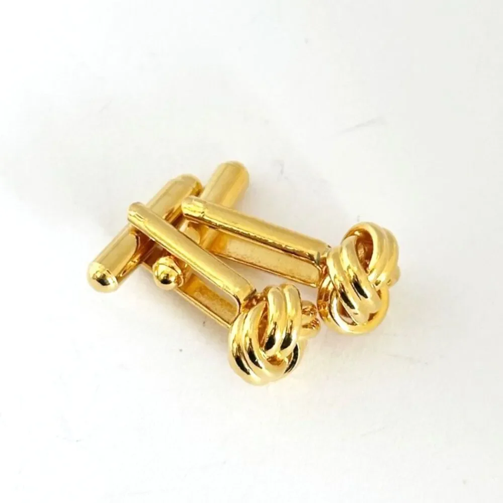 Vintage Love Knot Cuff Links Gold Tone